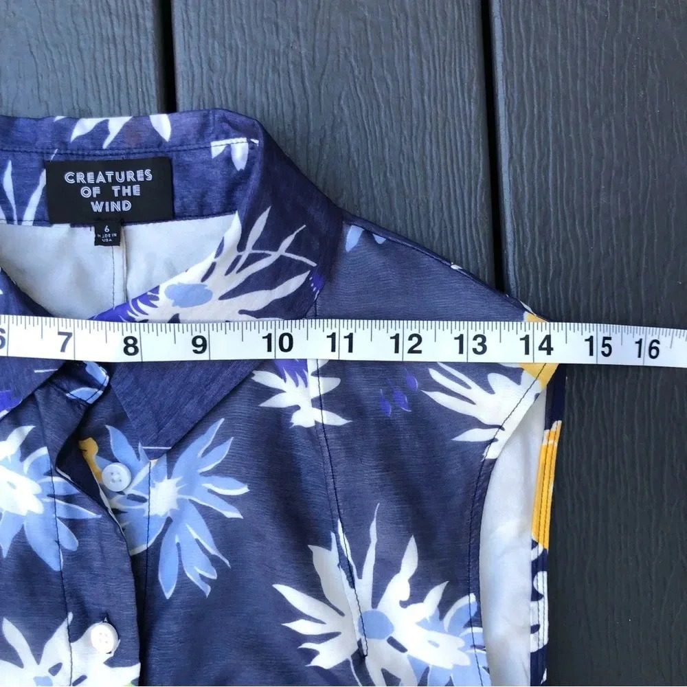 Creatures of the Wind Retro Midi Dress Size 6 Blue Floral 60s Housewife Mad Men - Picture 7 of 10